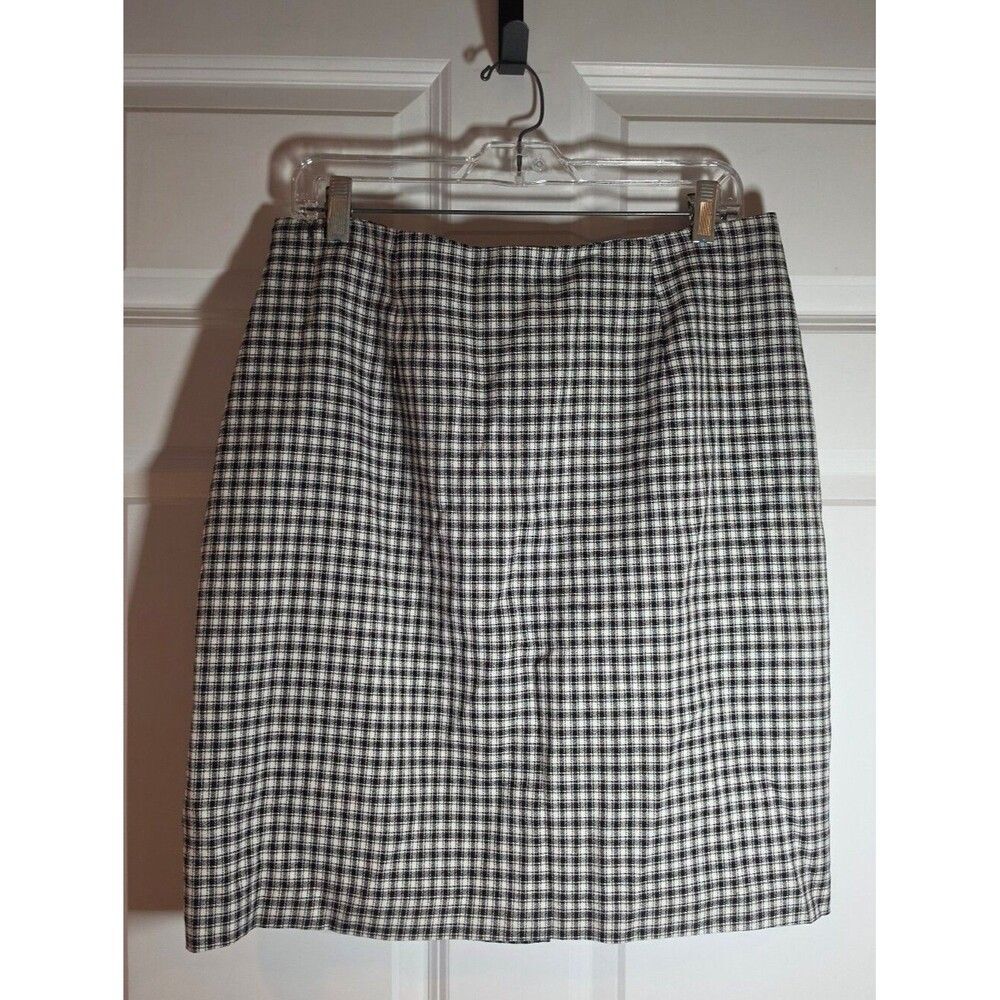 NYCC Vintage Classic Black & White Check Pencil Skirt Zip Back Size 16